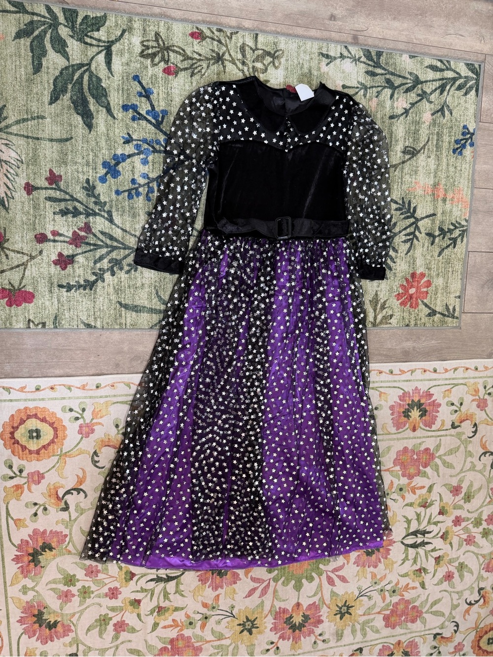 New Target Girls Witch Halloween Costume Dress Size Large Purple & Black - Picture 13 of 16